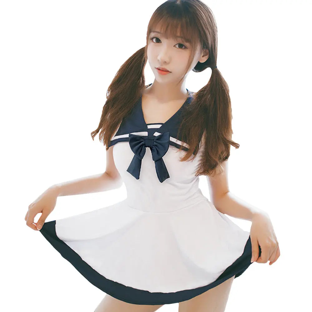 Cute Sailor Cosplay Mini Dress - Sweet Ruffled Anime School Gown Blesssafe