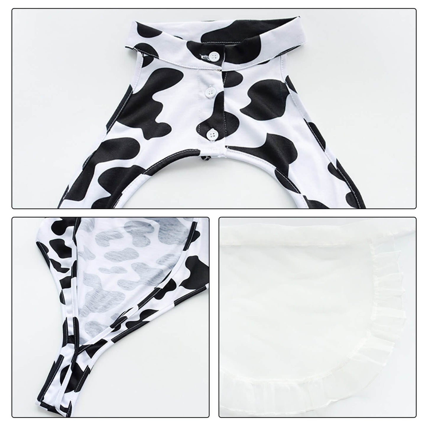 Sexy Cow Print Maid Anime Lingerie Lolita Japanese Hollow Out Cosplay Costume Blesssafe