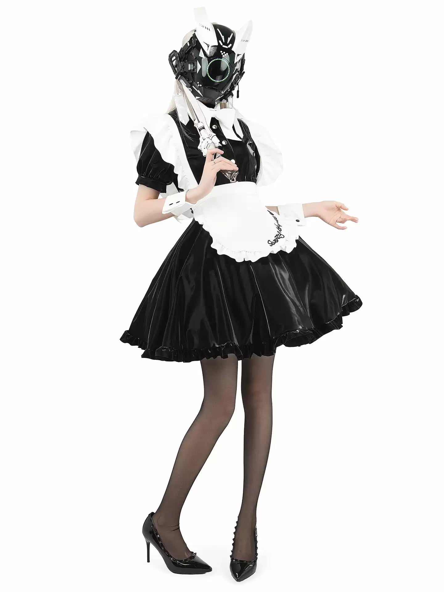 Battle Maid Liquid Leather Mini Dress - Short Clubwear Dresses BLESSSAFE