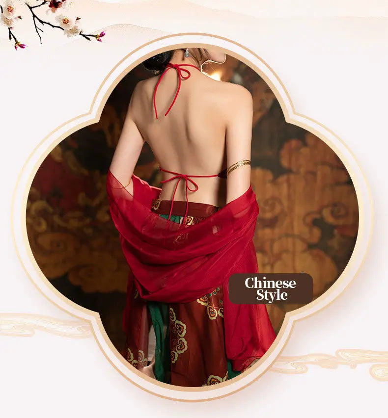 Ethereal Phoenix Dudou & Sheer Skirt with Flowing Sash 4-Piece Set blesssafe