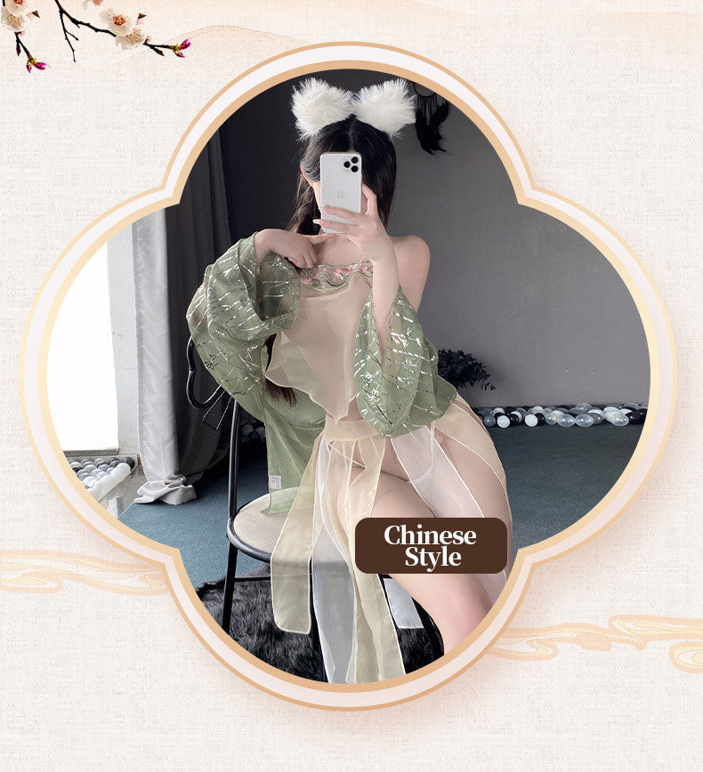 Sheer Hanfu Lingerie with Shawl blesssafe