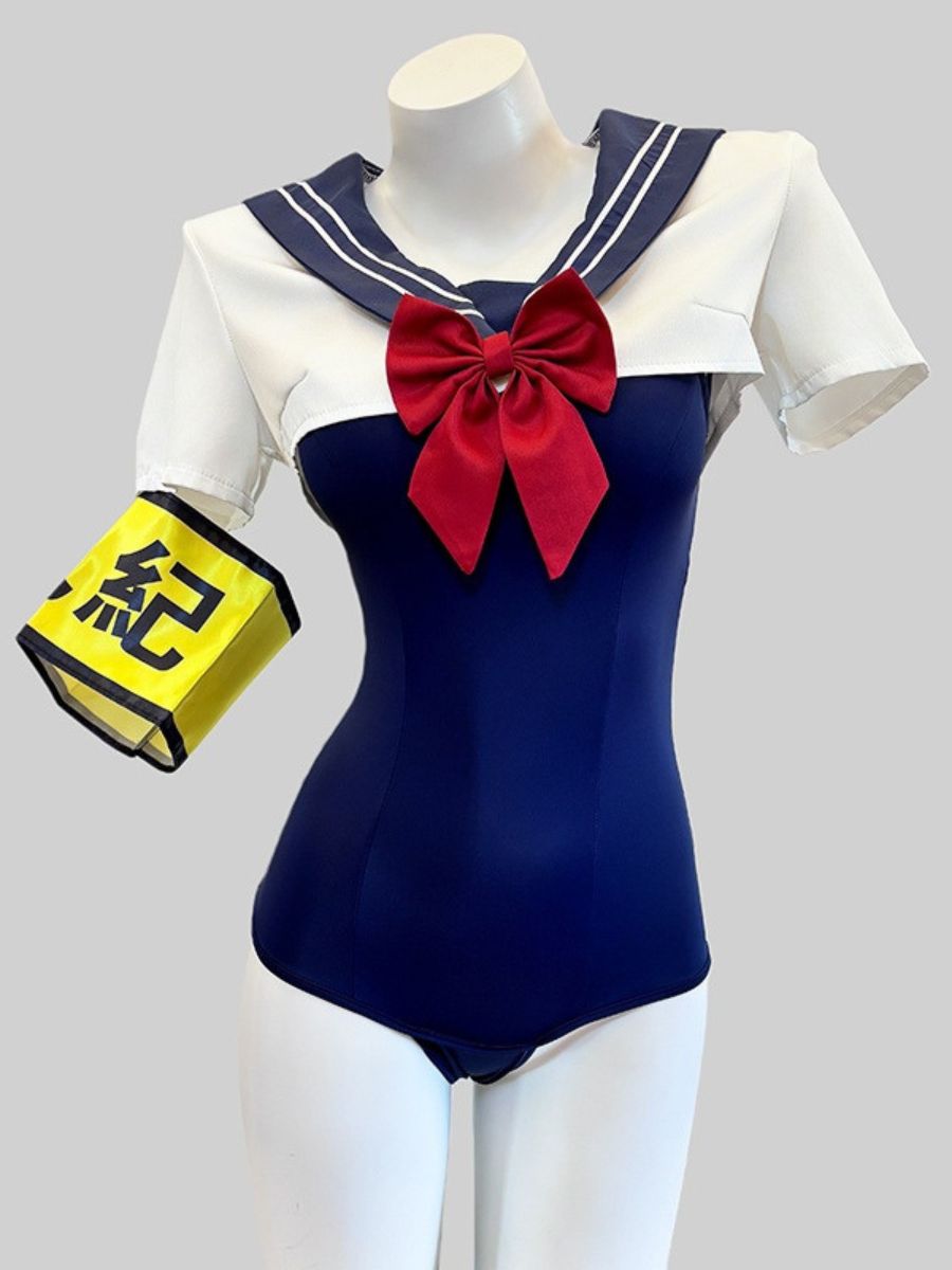 Anime Schoolgirl Cosplay Bodysuit with Top - Two Piece Teddy Set Blesssafe