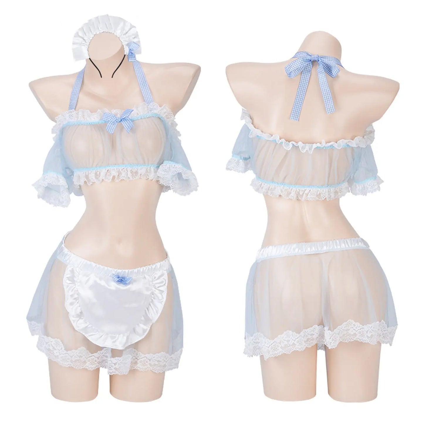 Seductive Sheer Exotic Maid 3-Piece Lingerie Set Blesssafe