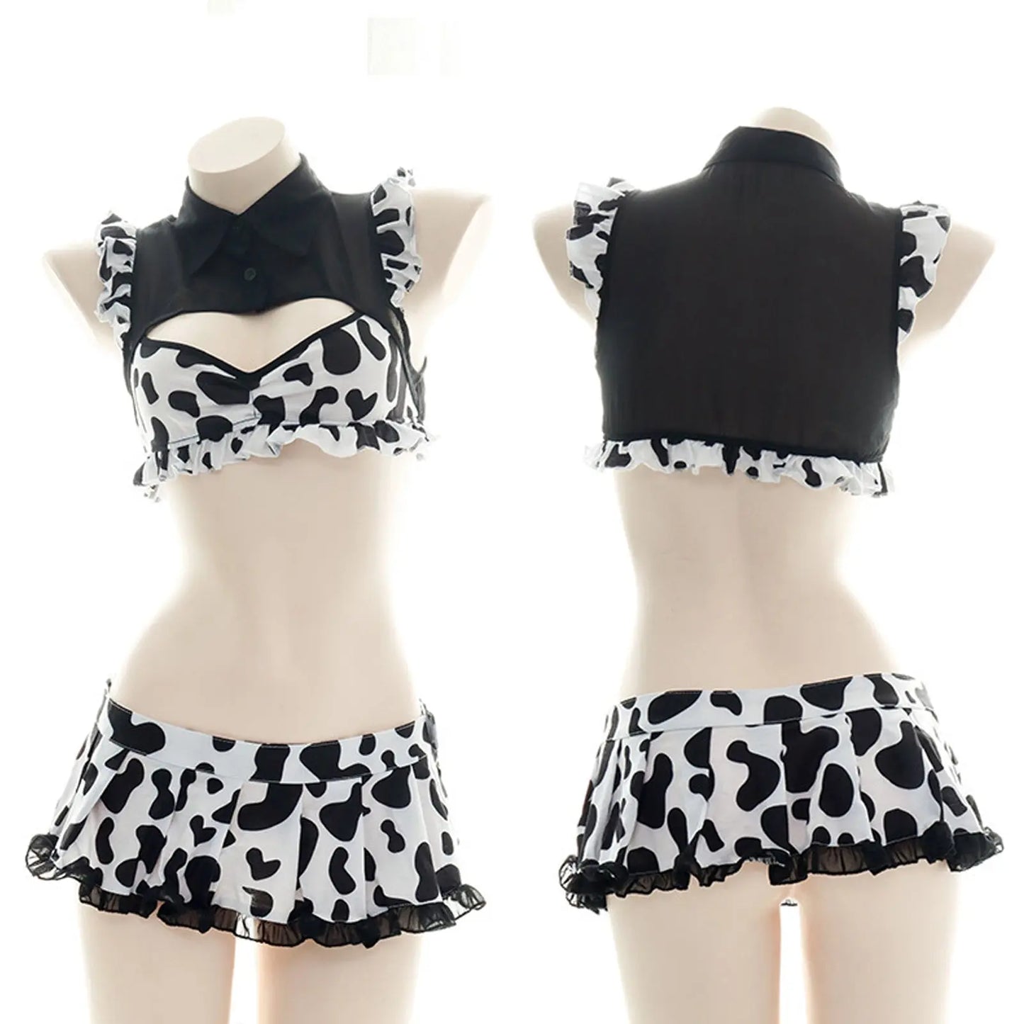 Blesssafe Cute Cow Outfits 2 Piece Cow Print Lingerie Set Anime Cosplay Costumes Blesssafe