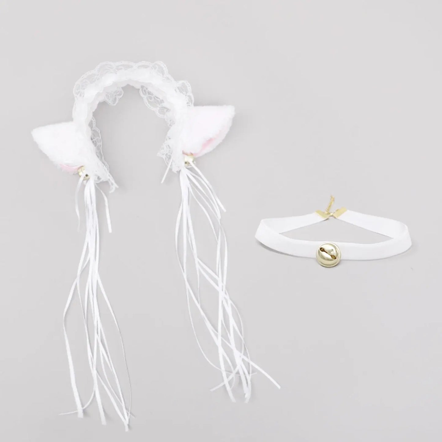 Neko Girl Lace Cat Ears Headband and Choker 2-Piece Accessories Set blesssafe