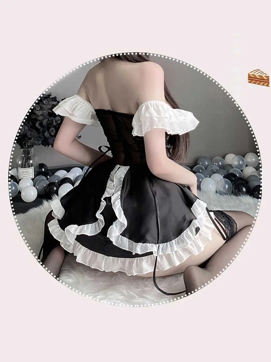 Pink Princess Lolita Maid Ruffled Babydoll Dress Costume Blesssafe