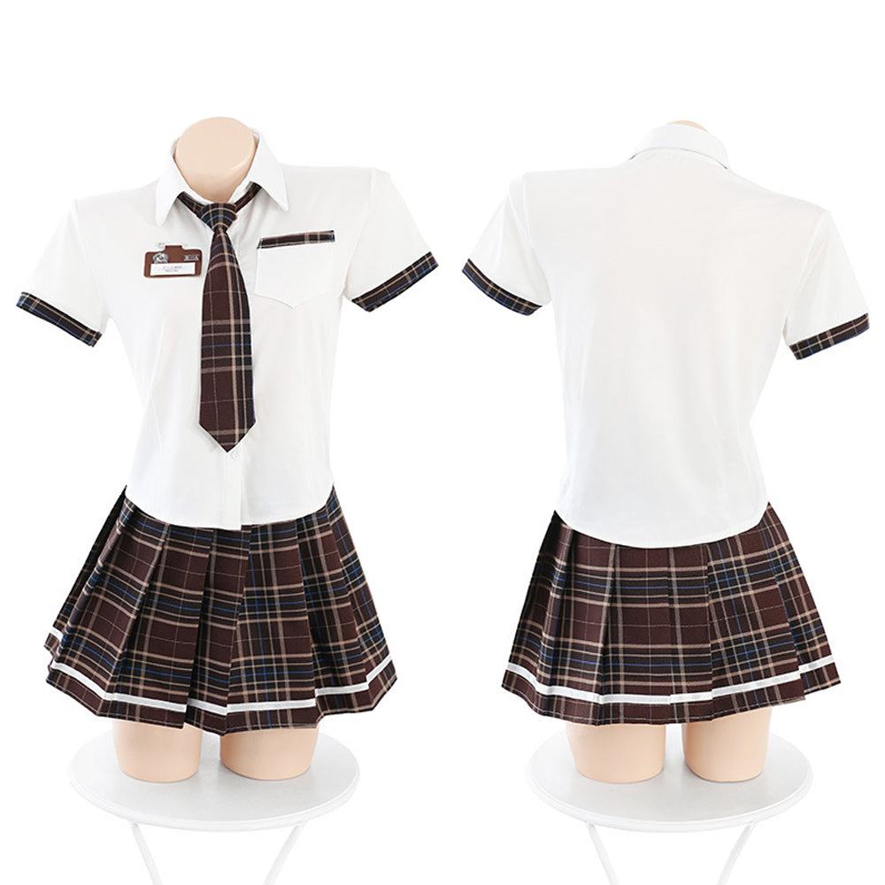 White Short Sleeve Shirt and Skirt Uniform - Classic JK Dress Blesssafe