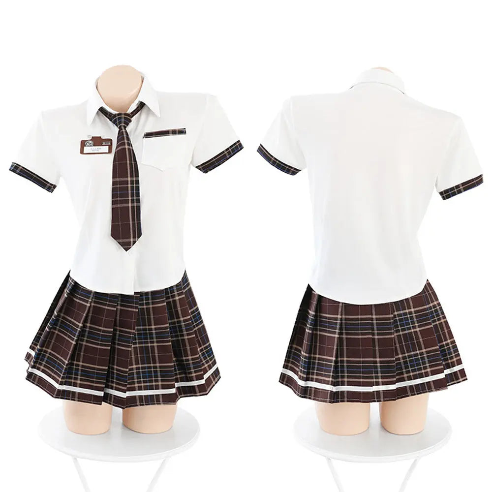 White Short Sleeve Shirt and Skirt Uniform - Classic JK Dress Blesssafe