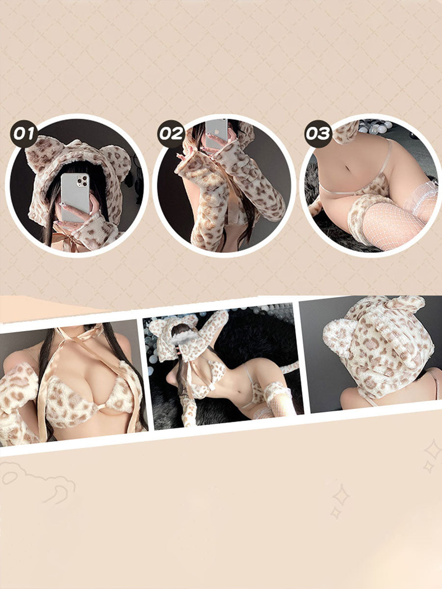 Fluffy Cat Lingerie Cosplay Costume Set blesssafe