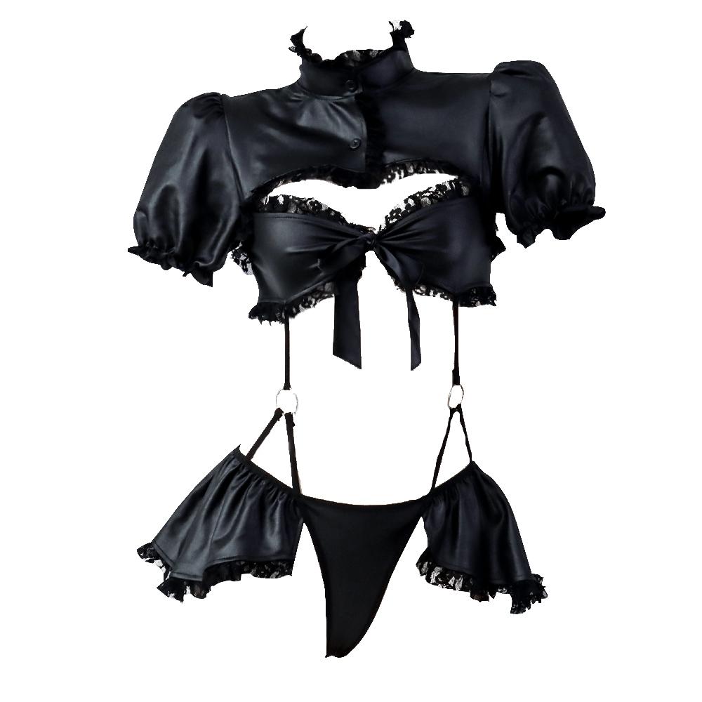 Faux Leather Lingerie Cutout Bodysuit