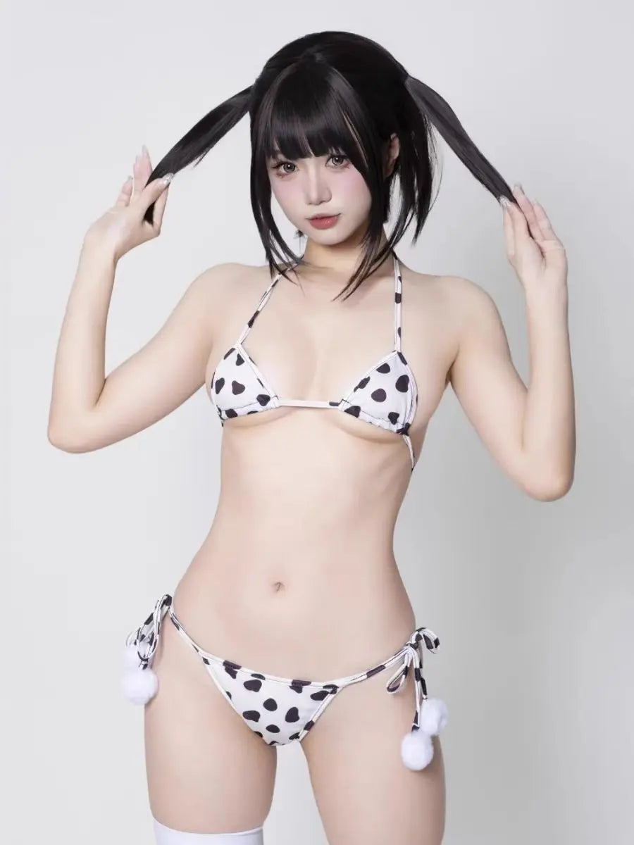 Kawaii Cow Bikini Cosplay Costume - Cute Anime Micro Swimwear Set Blesssafe