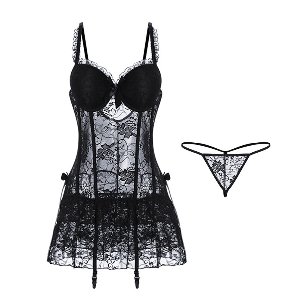 Black Gothic Lingerie Corset Babydoll Dress