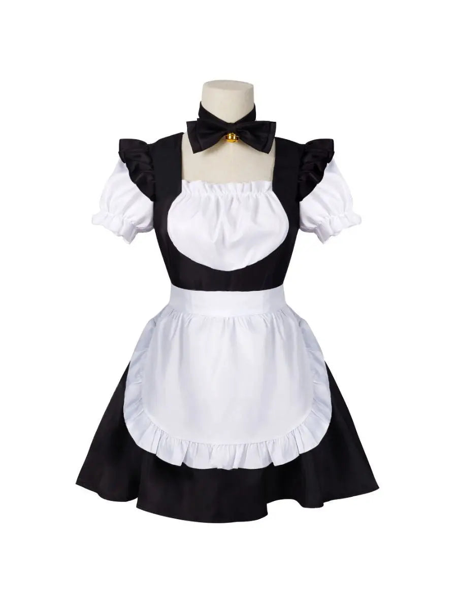 Sweet Lolita Style Ruffled Apron Maid Dress Set Blesssafe