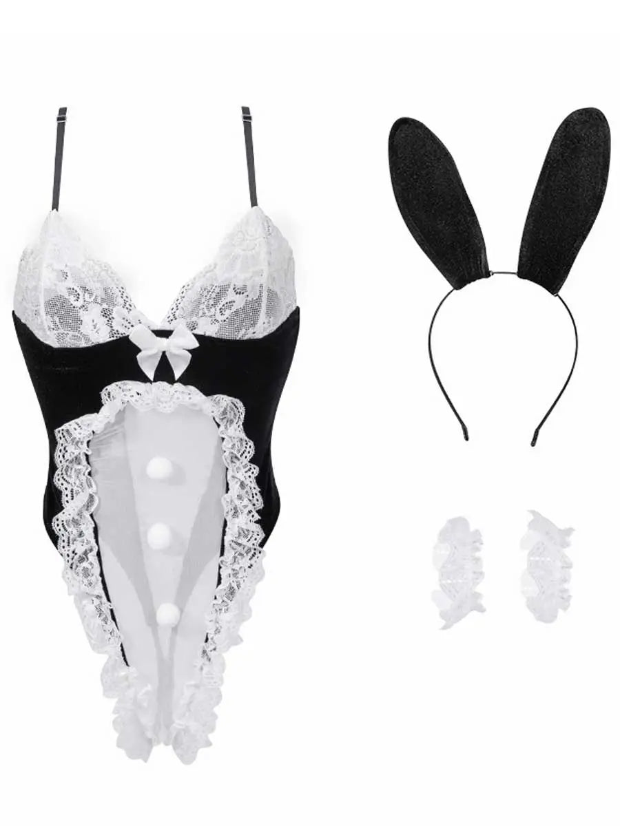 Crotchless Bunny Girl Bodysuit - Sexy Open Crotch Anime Outfit blesssafe