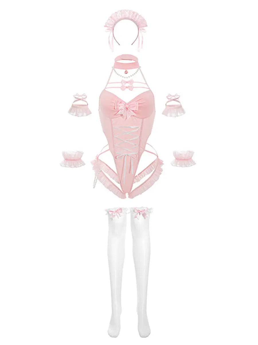 Sweet Pink Maid Cosplay Lingerie Set Blesssafe