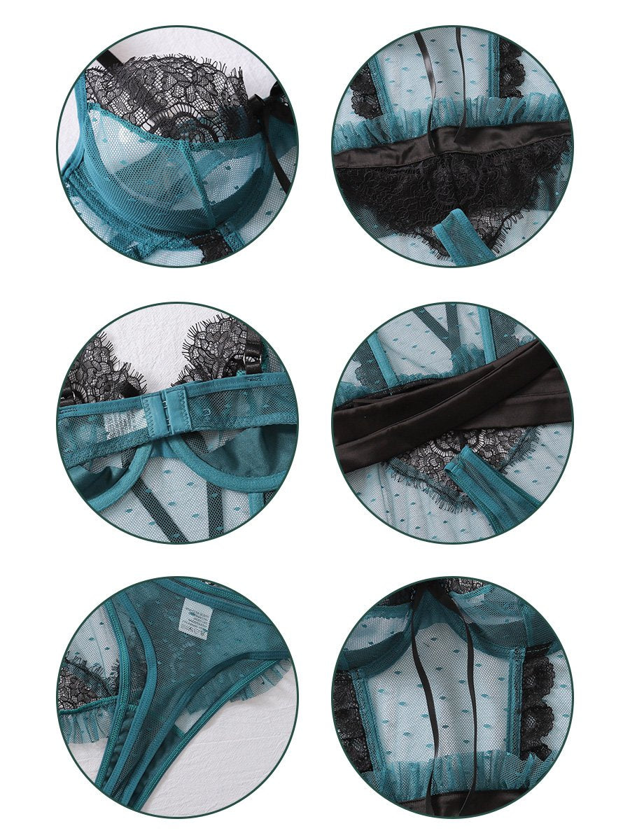 Seductive Teal Maid Apron Bustier Set Blesssafe