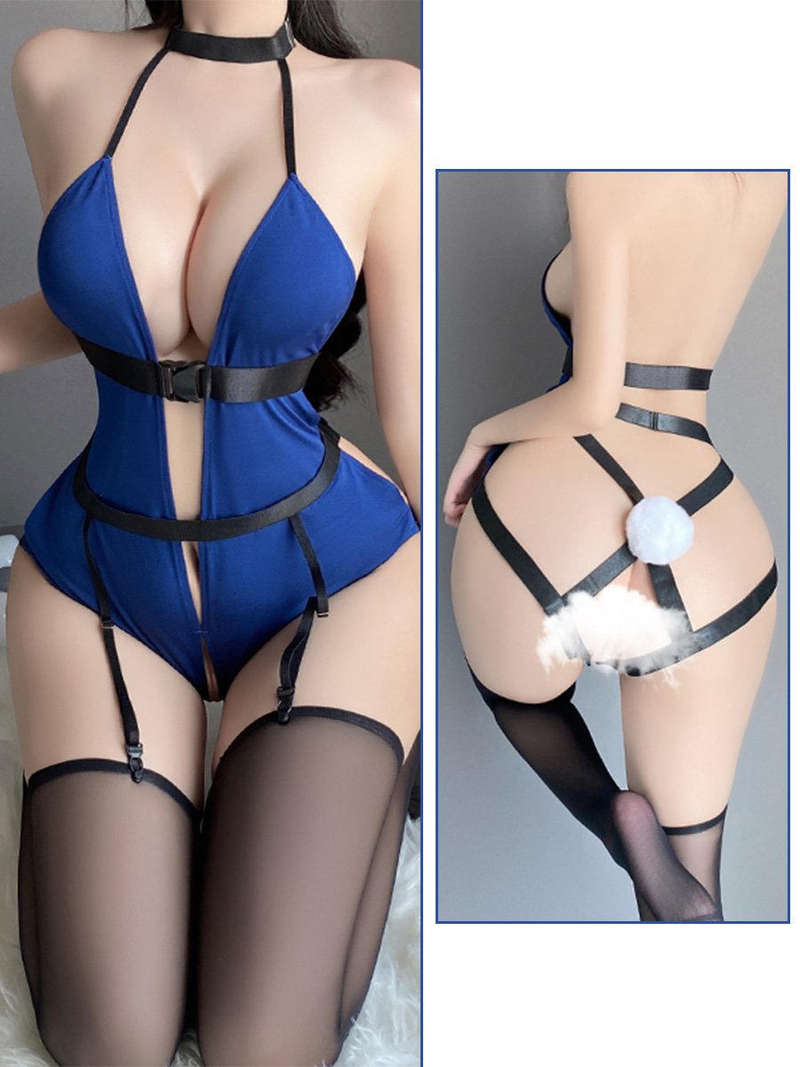 Strapped Bunny Crotchless Bodysuit - Exotic Open Crotch Teddy blesssafe