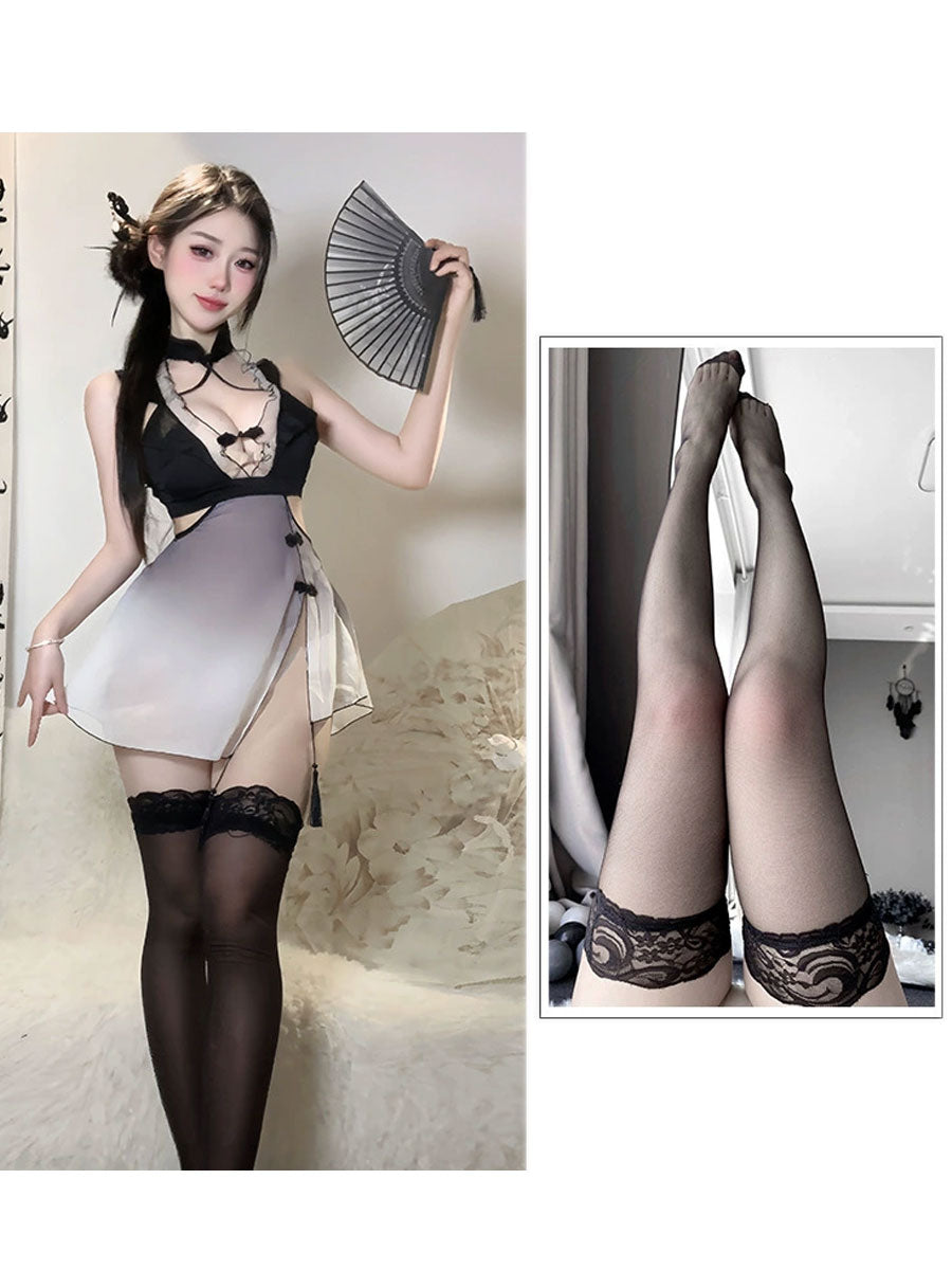 Ombré Slit Cheongsam Dress - Gradient Two Tone Chinese Qipao Blesssafe