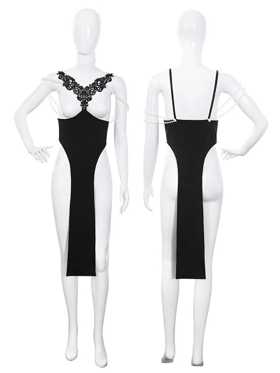 Lace Chinese Style Cupless Lingerie Set - Open Bust Qipao Teddy Blesssafe