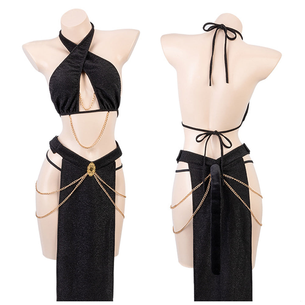 Glitter Cat Anime Egyptian Anubis Mummy Cosplay Lingerie Set blesssafe