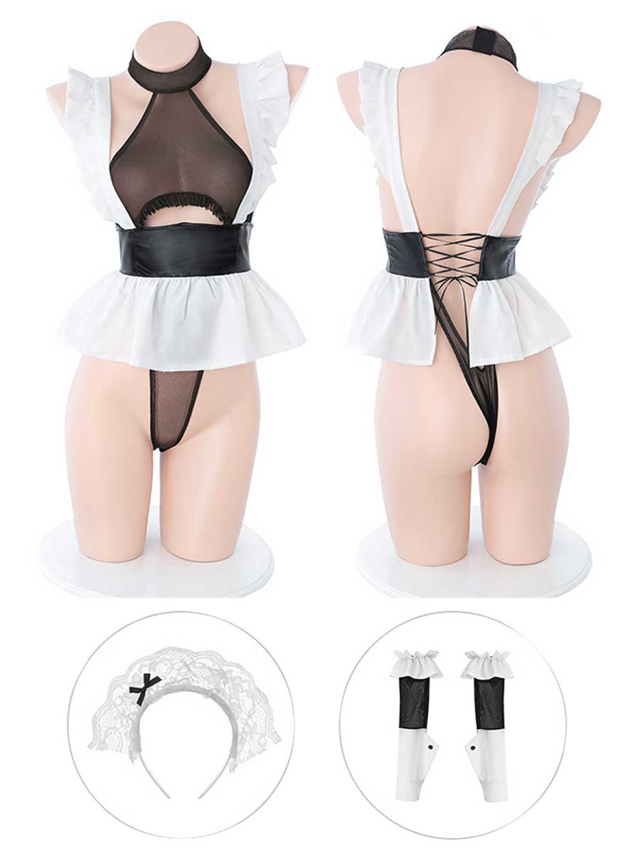 Seductive French Maid Teddy Lingerie Set Blesssafe