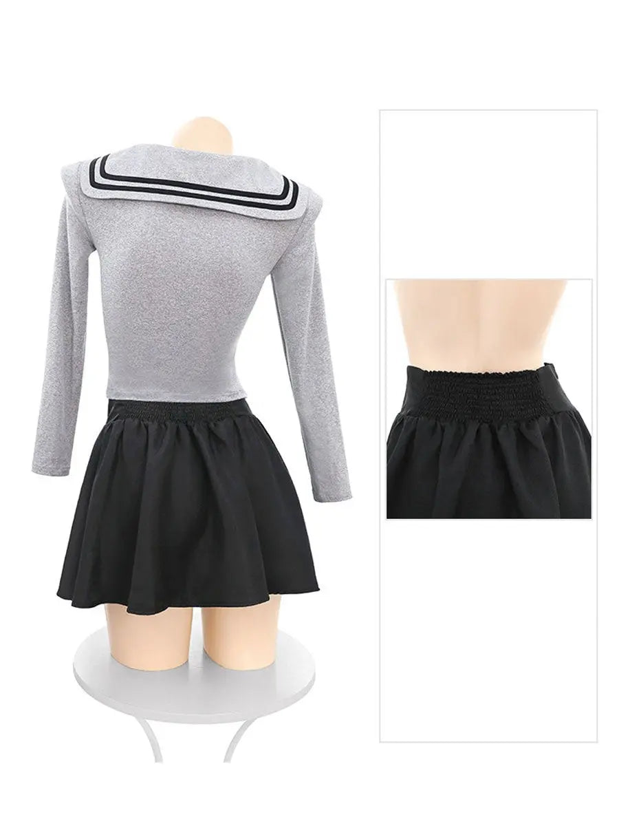 Japanese Style School Skirt Set - Two Piece Anime Student Uniform Blesssafe
