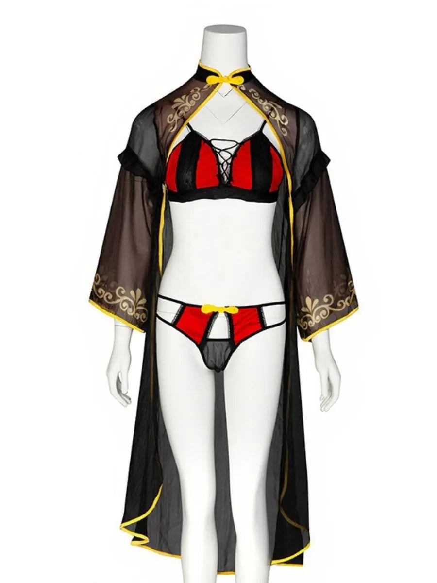 3-Piece Chinese Style Cosplay Lingerie - Traditional Skirt Outfit Blesssafe