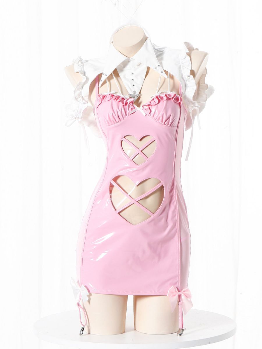 Wet Look Angel Devil Lingerie Cosplay Set