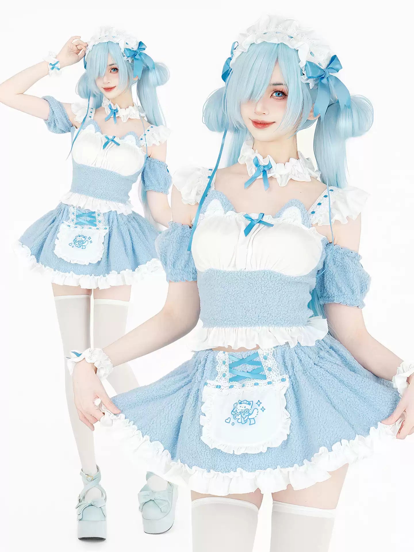 Sugar Cat Chef Print Maid Skirt Set - Roleplay Costumes BLESSSAFE
