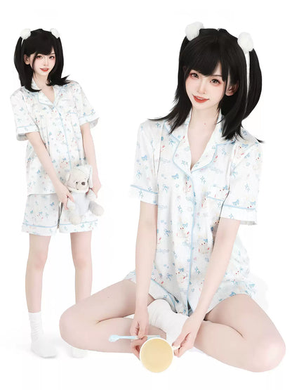 Bedside Bunny Silky Faux Satin Pajamas Set - Loungewear BLESSSAFE