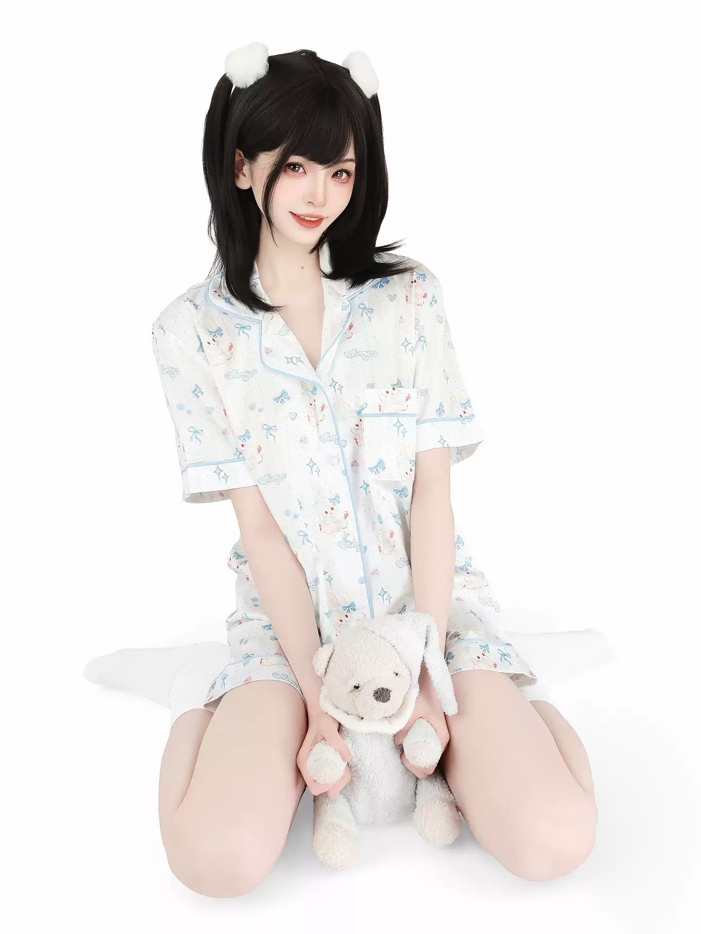 Bedside Bunny Silky Faux Satin Pajamas Set - Loungewear BLESSSAFE