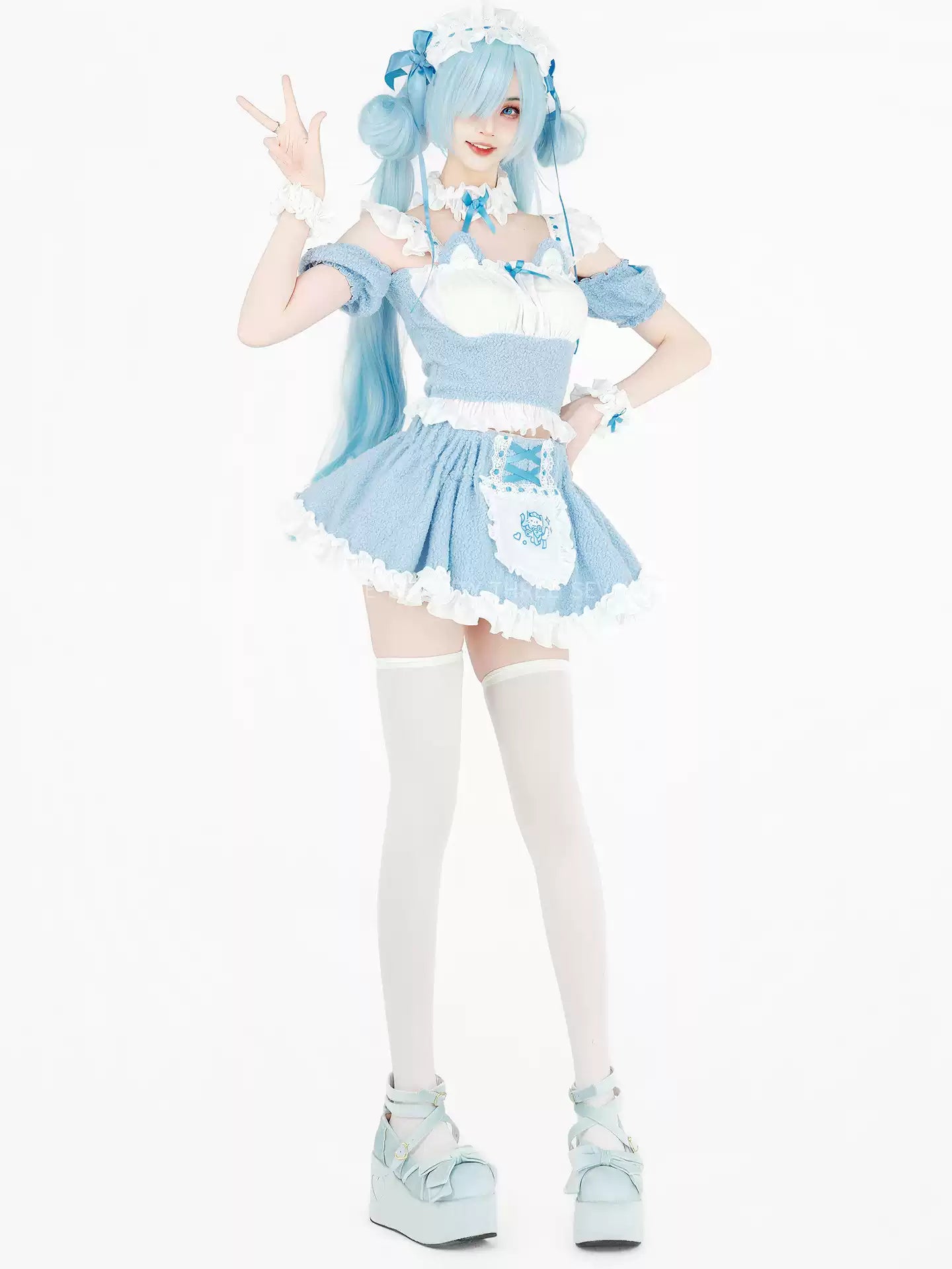 Sugar Cat Chef Print Maid Skirt Set - Roleplay Costumes BLESSSAFE