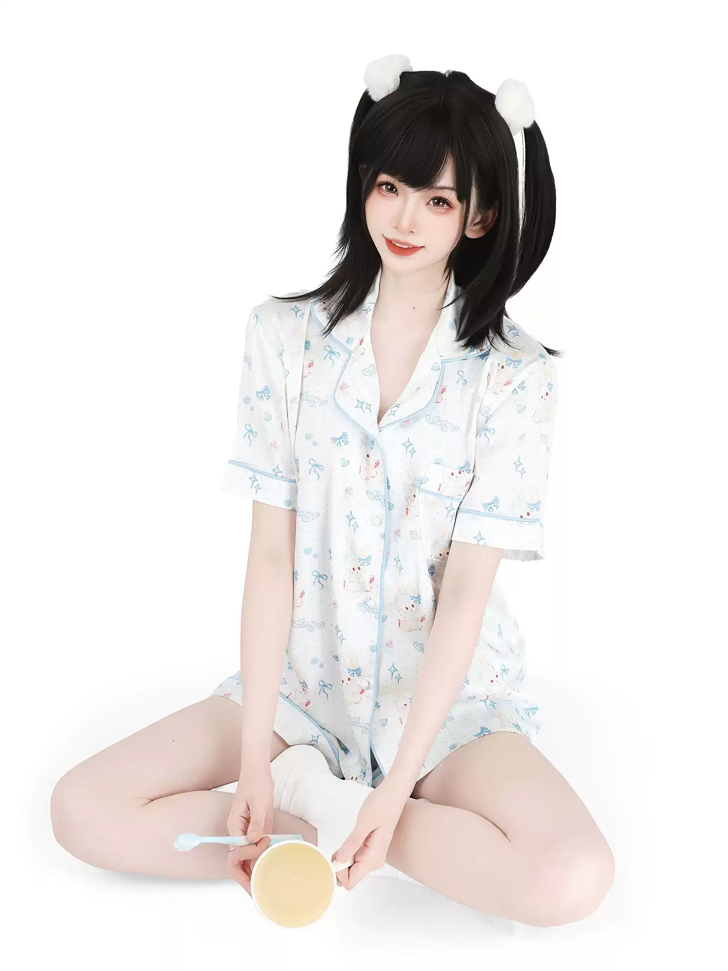 Bedside Bunny Silky Faux Satin Pajamas Set - Loungewear BLESSSAFE