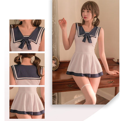 Cute Sailor Cosplay Mini Dress - Sweet Ruffled Anime School Gown Blesssafe