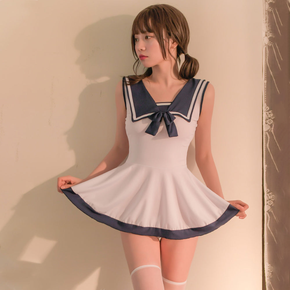 Cute Sailor Cosplay Mini Dress - Sweet Ruffled Anime School Gown Blesssafe
