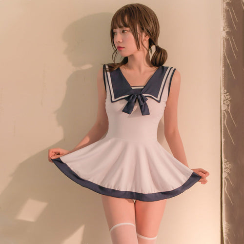Cute Sailor Cosplay Mini Dress - Sweet Ruffled Anime School Gown Blesssafe