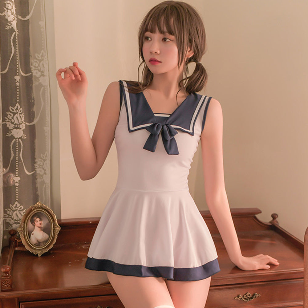 Cute Sailor Cosplay Mini Dress - Sweet Ruffled Anime School Gown Blesssafe