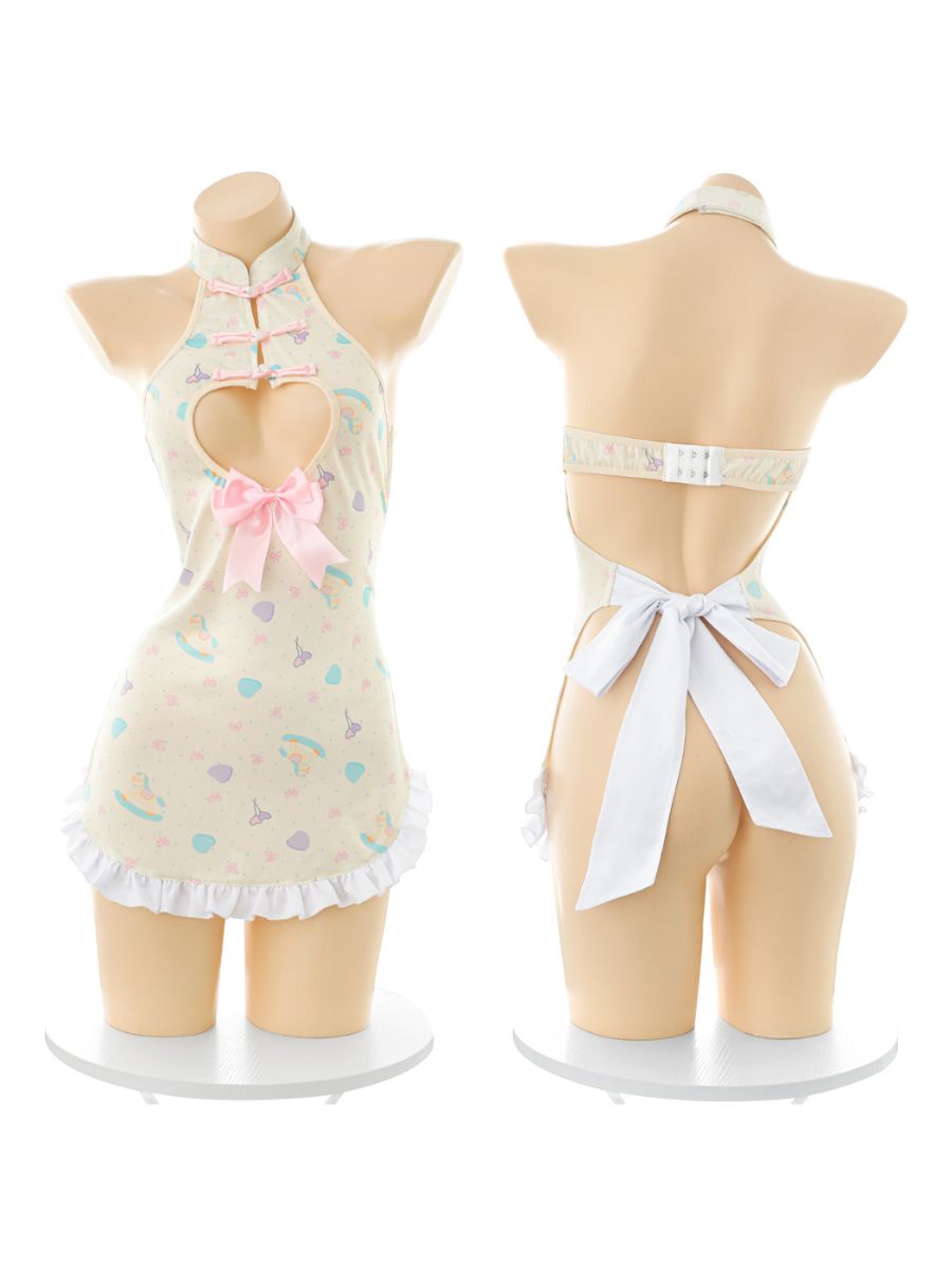 Heart Cut-out Cheongsam Dress - Sexy Keyhole Chinese Style Gown Blesssafe