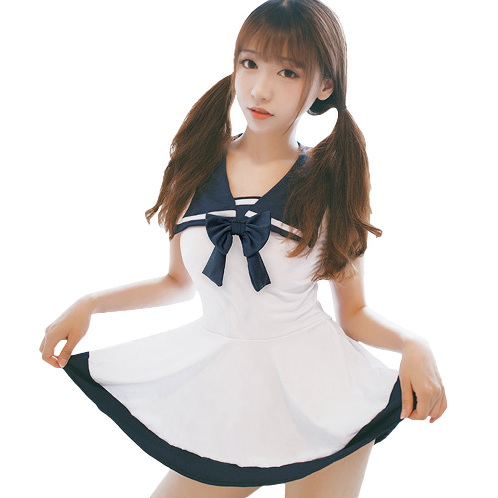 Cute Sailor Cosplay Mini Dress - Sweet Ruffled Anime School Gown Blesssafe