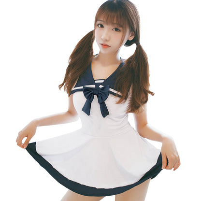 Cute Sailor Cosplay Mini Dress - Sweet Ruffled Anime School Gown Blesssafe
