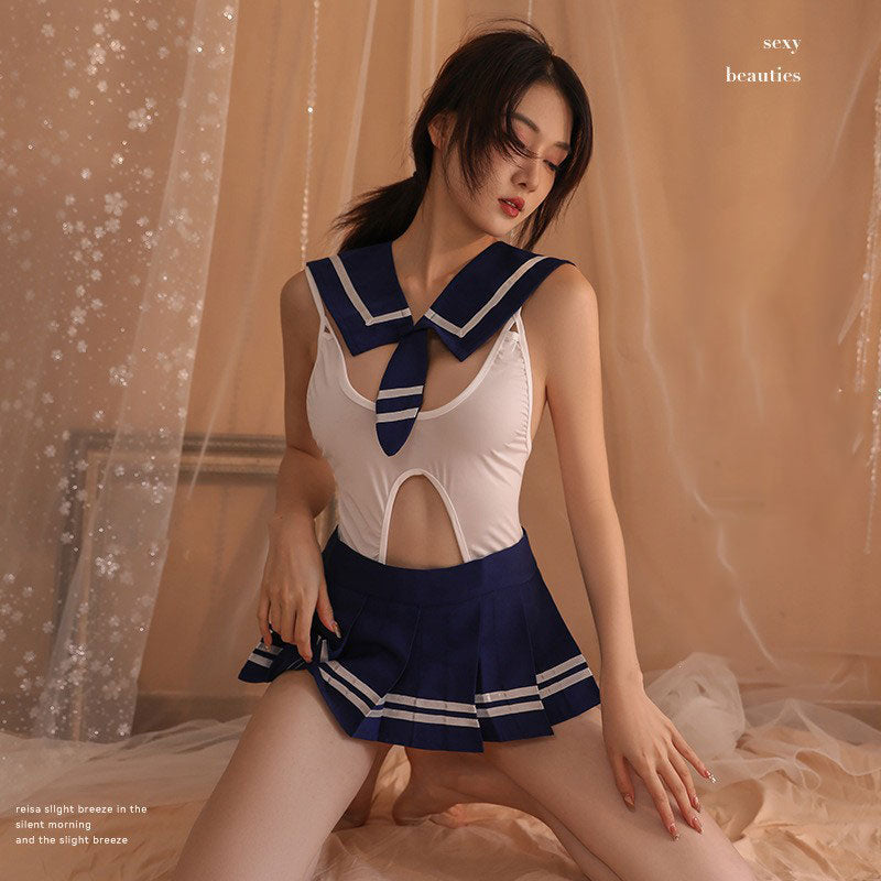 Cutout Schoolgirl Bodysuit Lingerie blesssafe