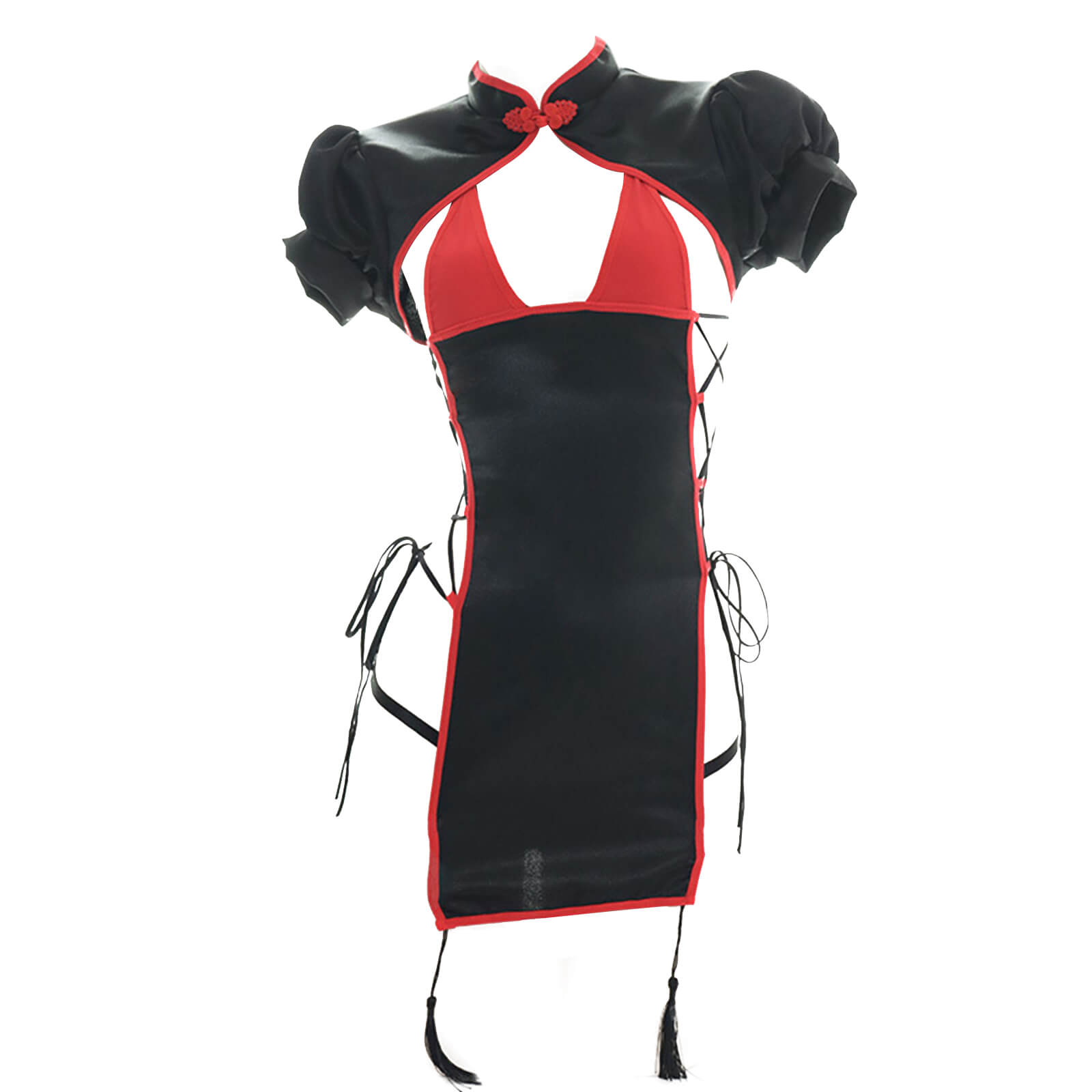 Chinese Classical Cheongsam Lingerie Dress High Split Side Straps Cosplay Outfit Blesssafe