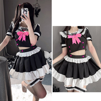 Classic Japanese Anime Maid Lolita Lace Top and Skirt Uniform Set Blesssafe