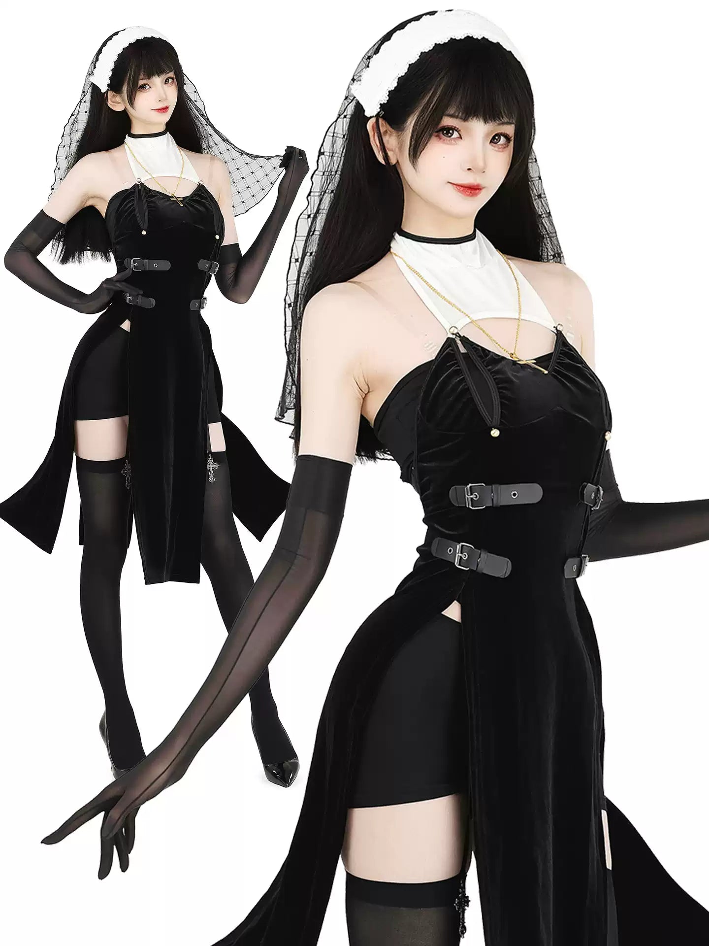 Bone-Eroding Velvet Nun Roleplay Costume - Roleplay Costumes BLESSSAFE