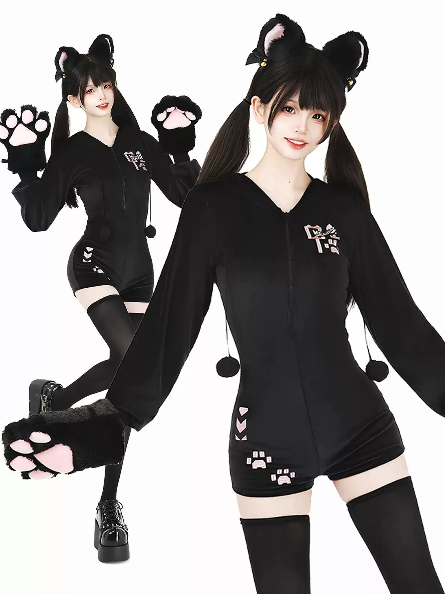 Kitten Imprint Plush Furry Bodysuit - Sexy Bedroom Outfits BLESSSAFE