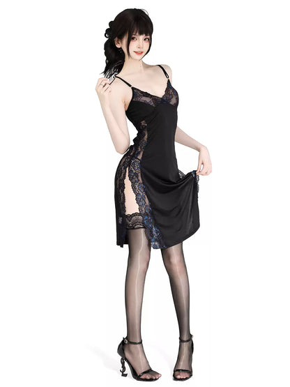 Moonlight Split Lace Chemise Nightgown - Exotic Wear BLESSSAFE