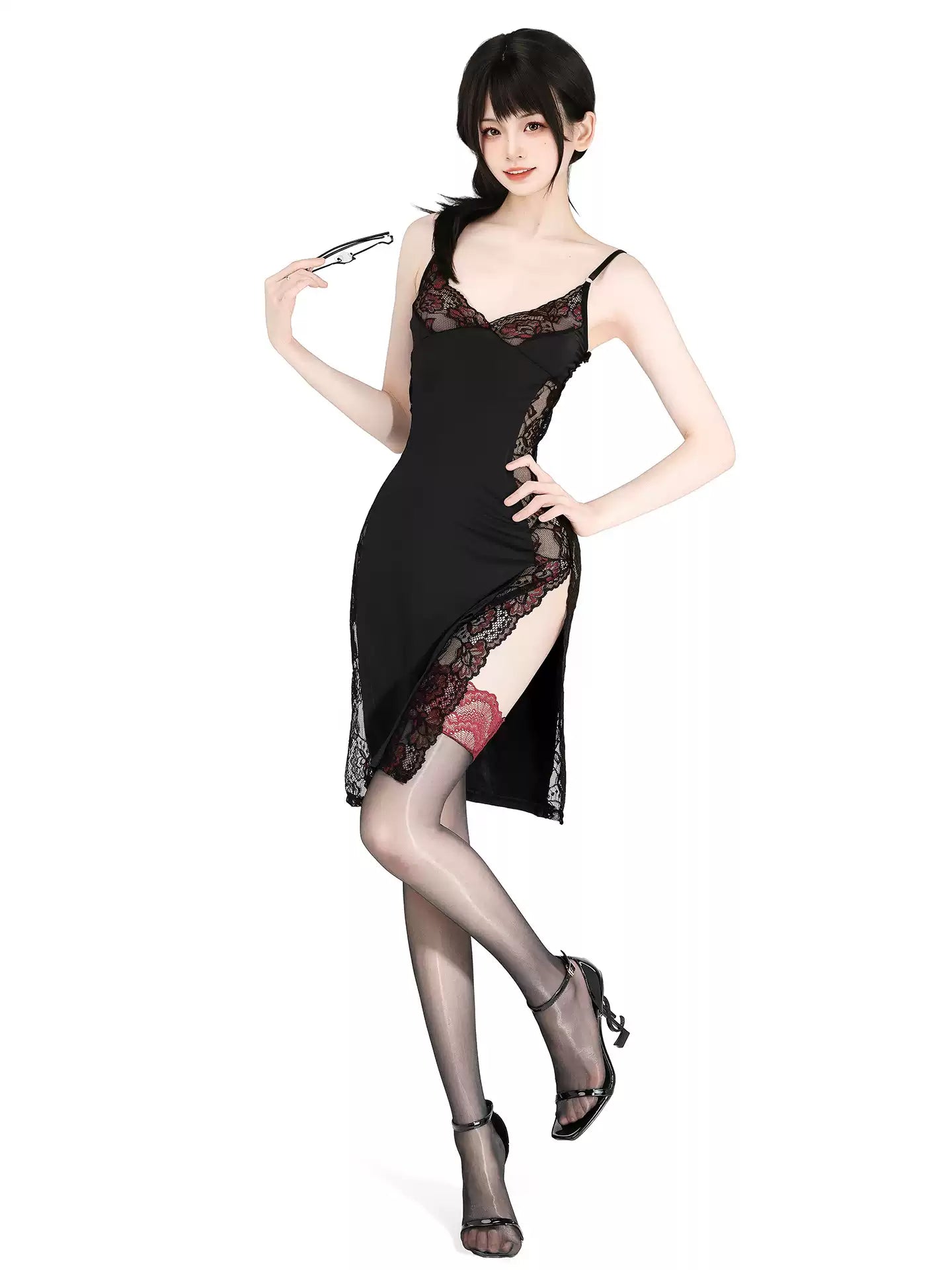 Moonlight Split Lace Chemise Nightgown - Exotic Wear BLESSSAFE