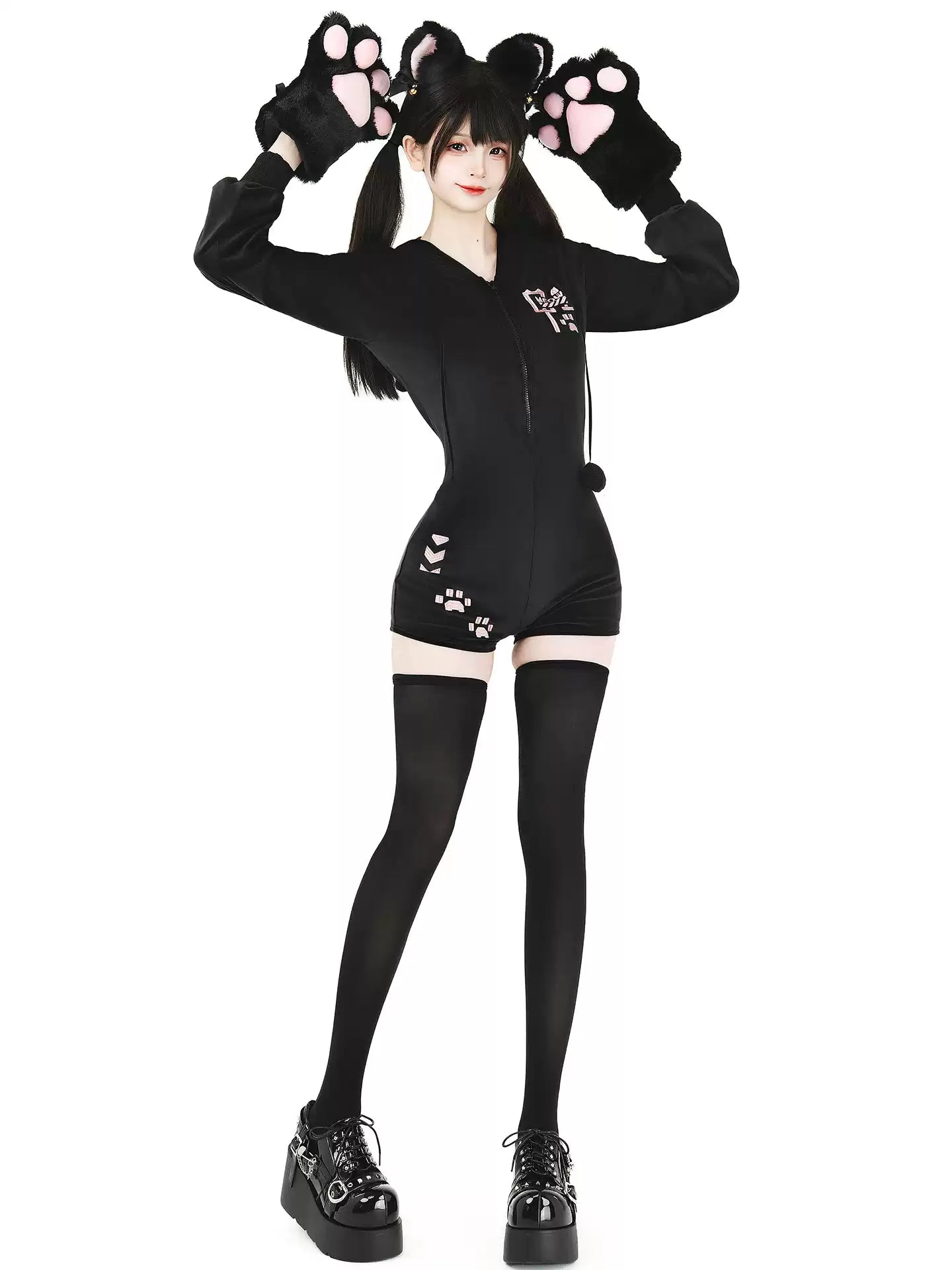 Kitten Imprint Plush Furry Bodysuit - Sexy Bedroom Outfits BLESSSAFE