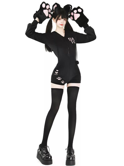 Kitten Imprint Plush Furry Bodysuit - Sexy Bedroom Outfits BLESSSAFE