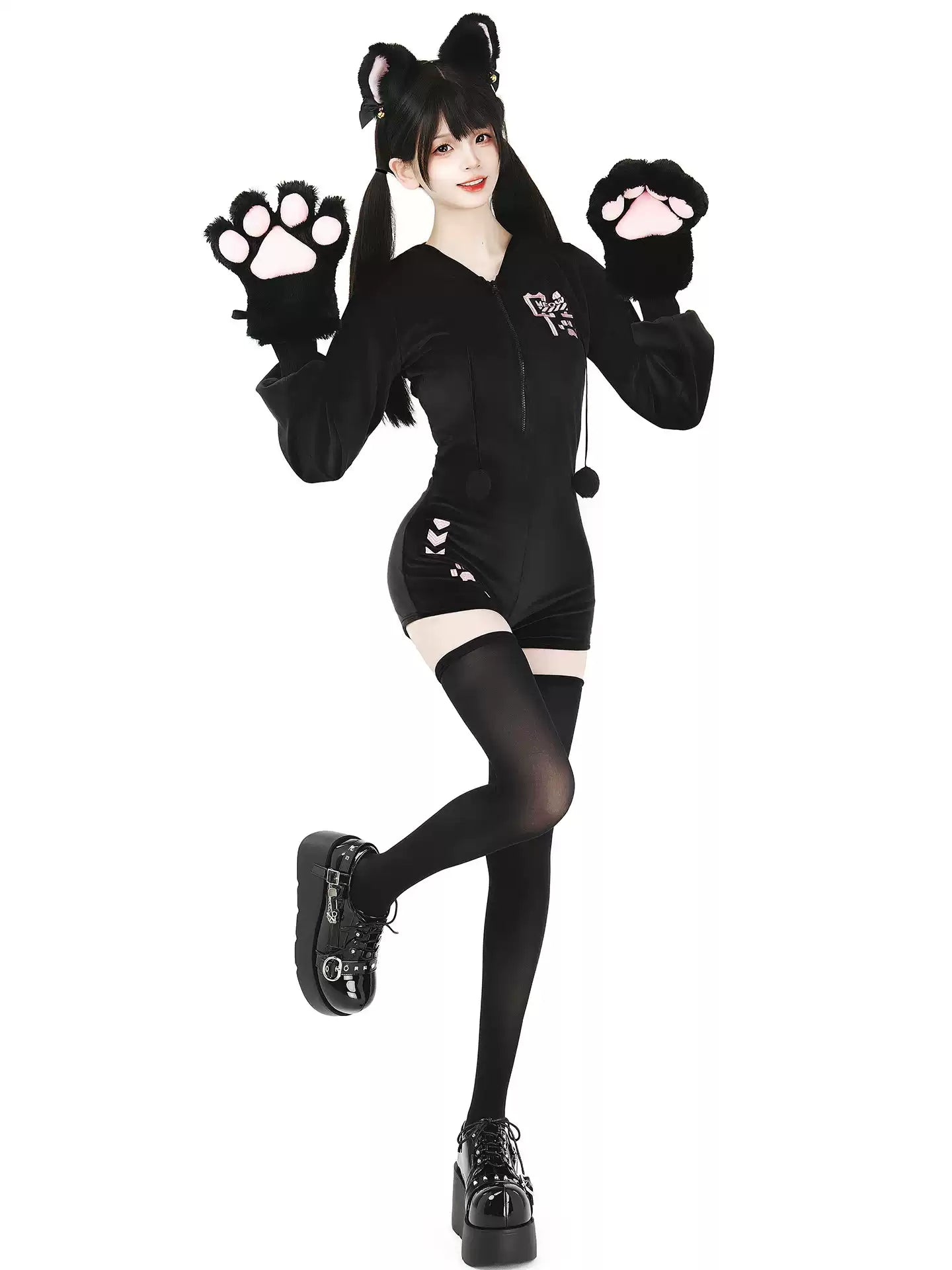 Kitten Imprint Plush Furry Bodysuit - Sexy Bedroom Outfits BLESSSAFE